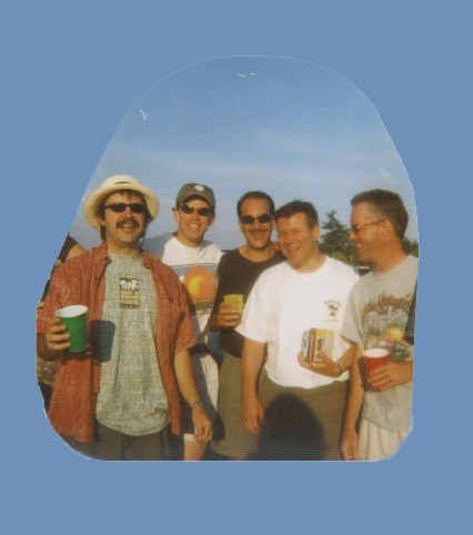 Joe, Bink, Ken, Steve and Brian -- ready for another summer jam with ABB at Tweeter -- August 2005.